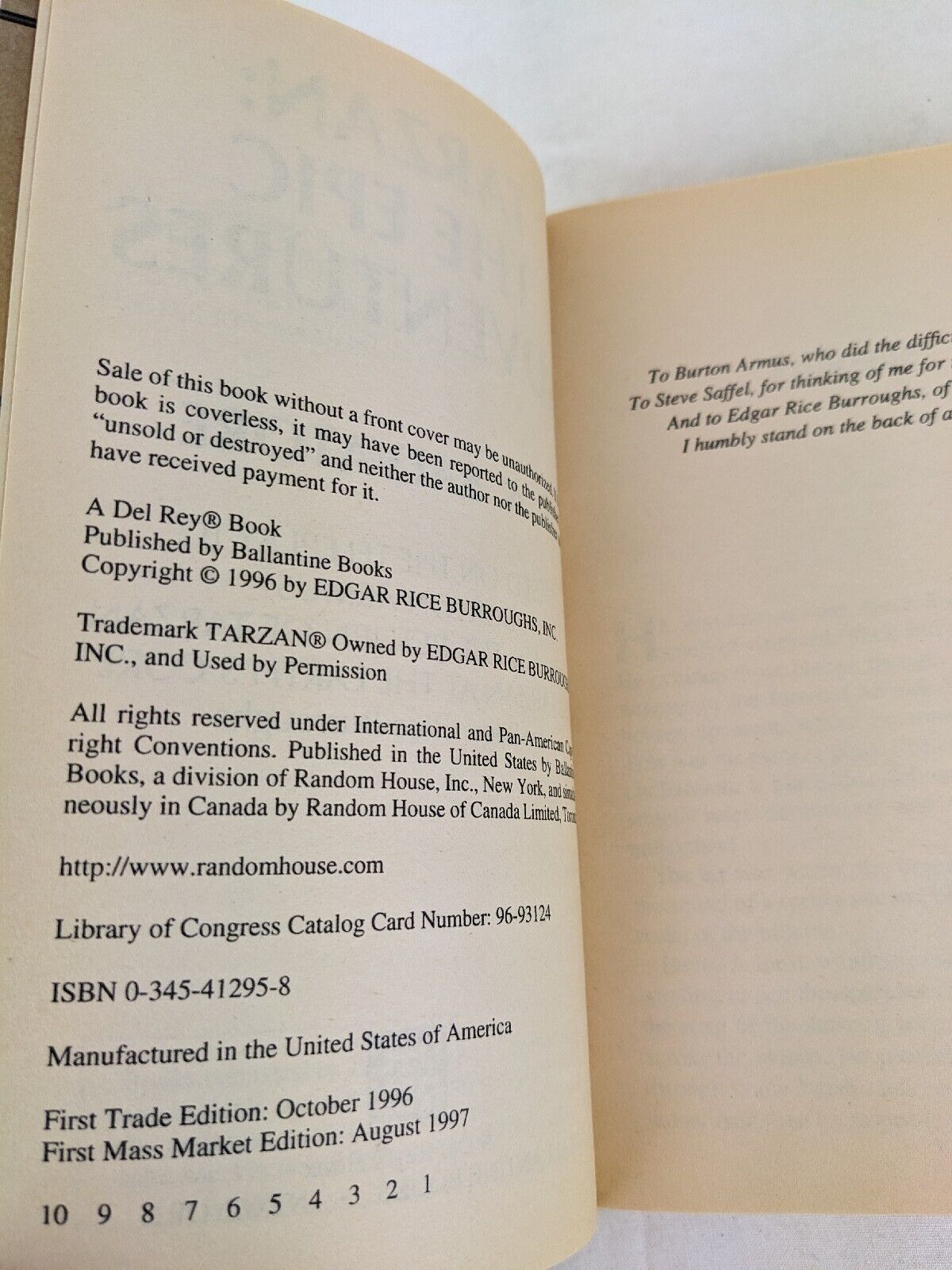 Tarzan the epic adventures by R. A. Salvatore 1998