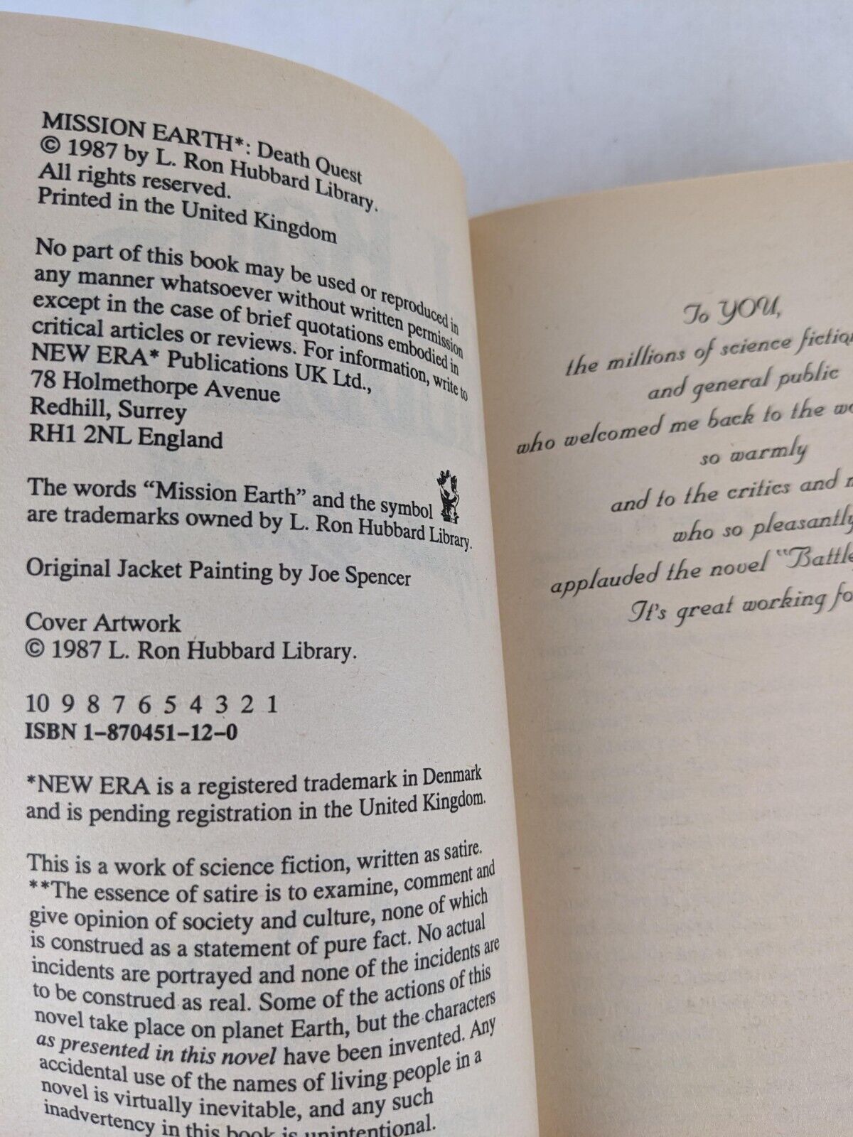 Death Quest by L. Ron Hubbard - Mission Earth 1987