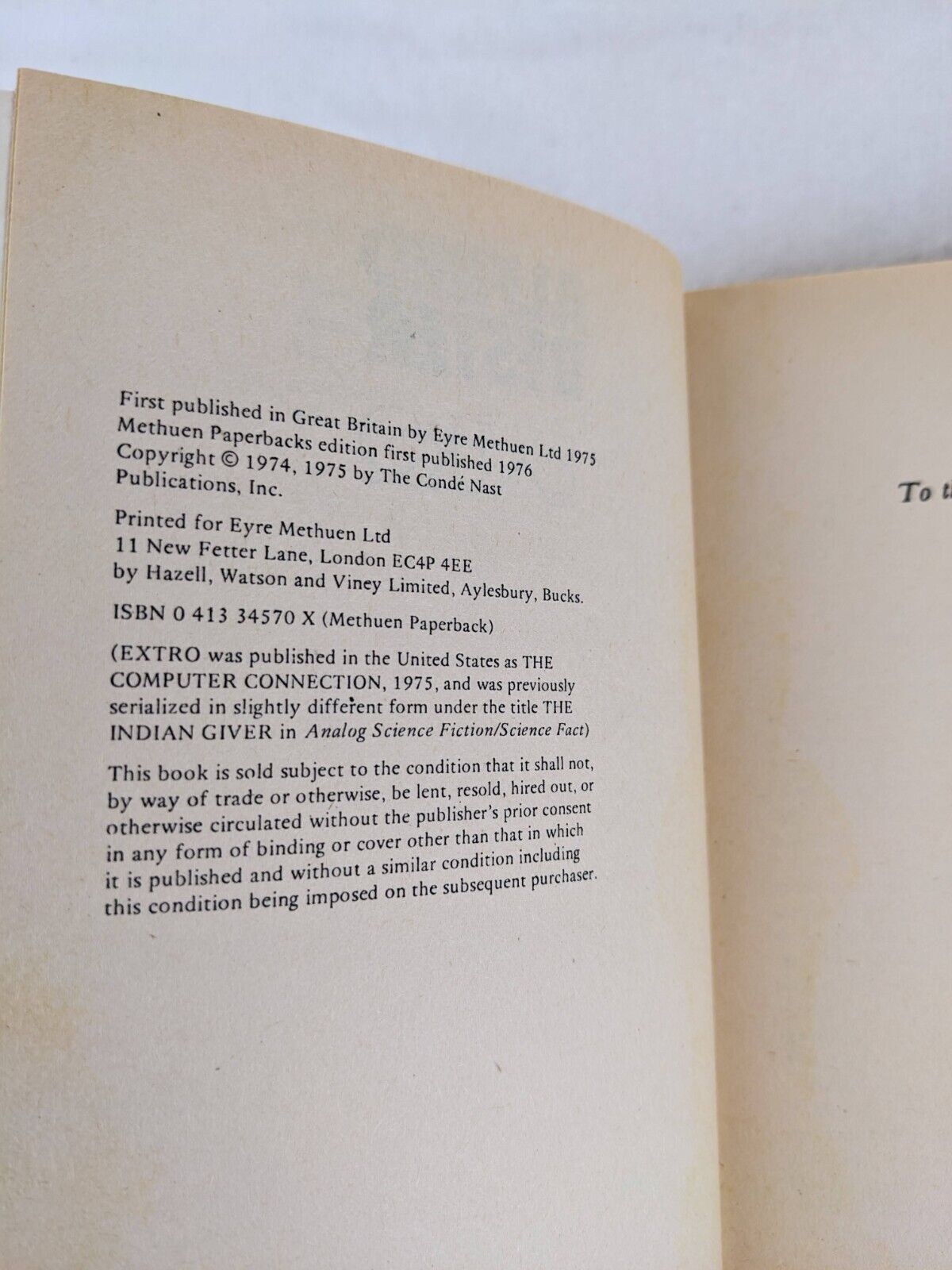 Extro by Alfred Bester 1976 Methuen Edition