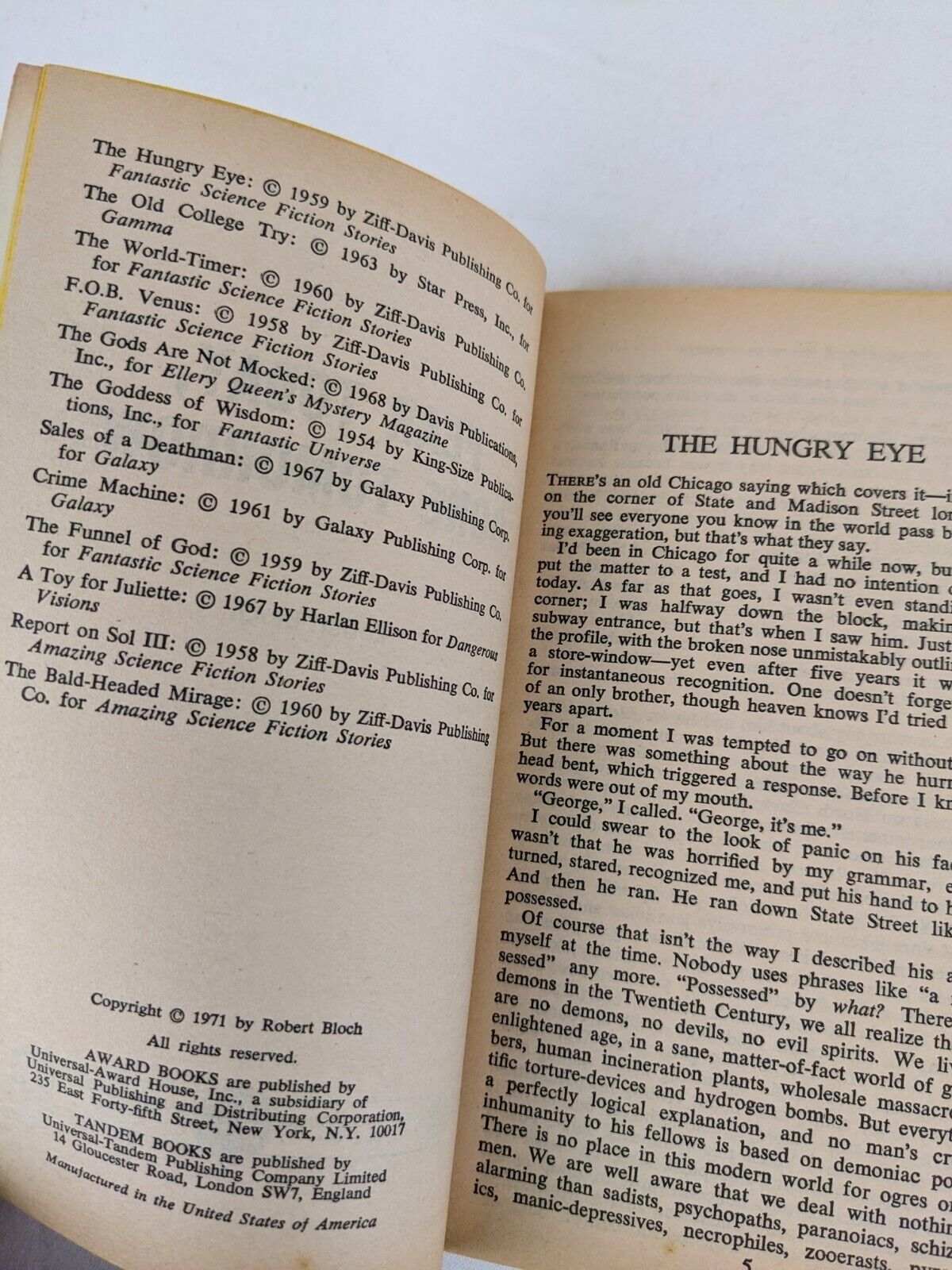 Fear today - Gone tomorrow by Robert Bloch 1971