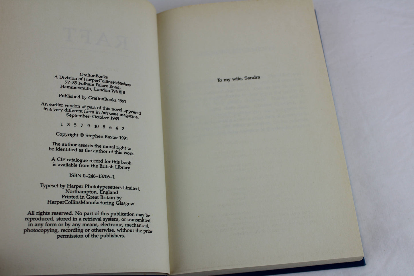 Raft by Stephen Baxter 1991 UK First Edition Hardcover - Xeelee Sequence