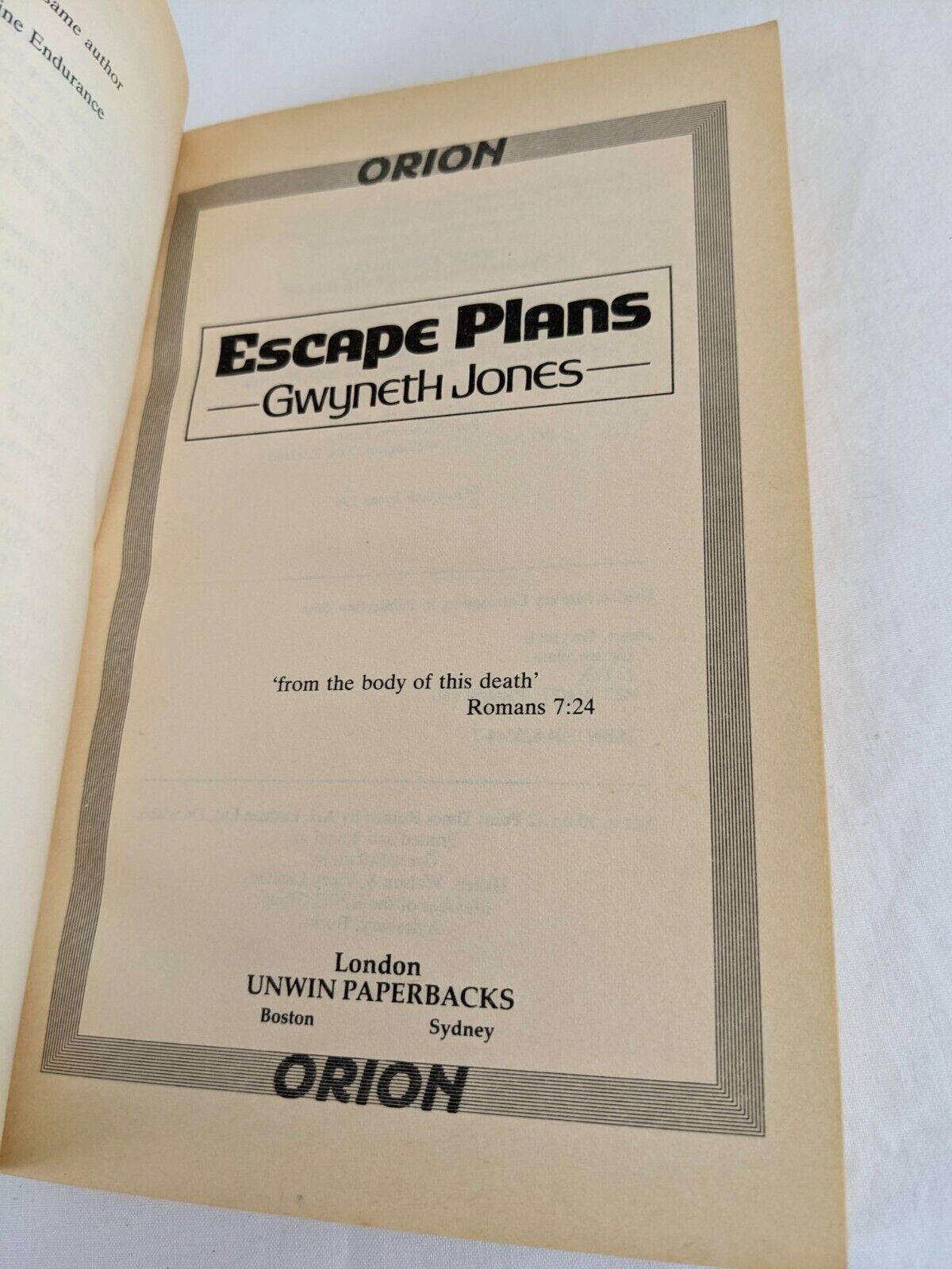 Escape Plans by Gwyneth Jones 1986