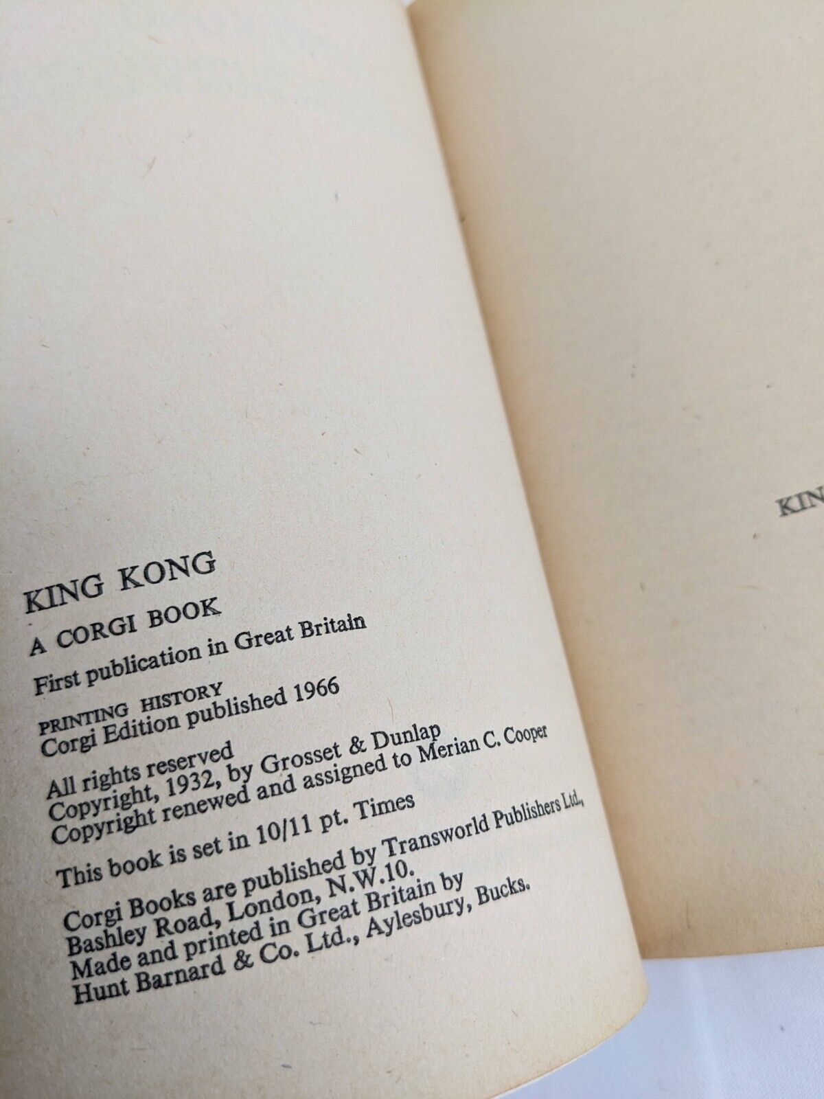 King Kong novelization by Delos W. Lovelace 1966