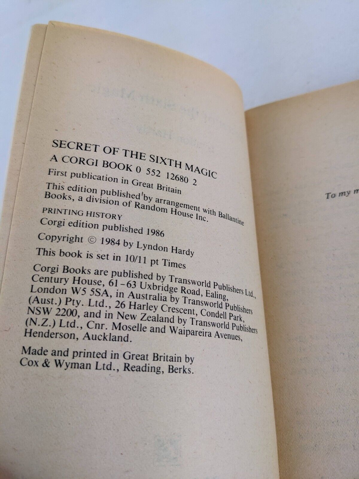 secret of the sixth magic by Lyndon Hardy 1986 Magic by the Numbers