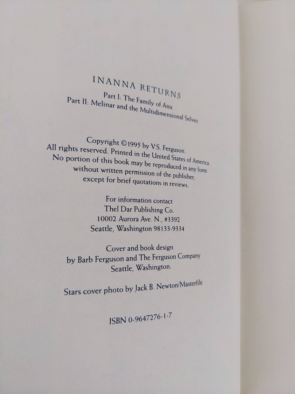 Inanna Returns by V. S. Ferguson - Signed by Author 1995 - Rare