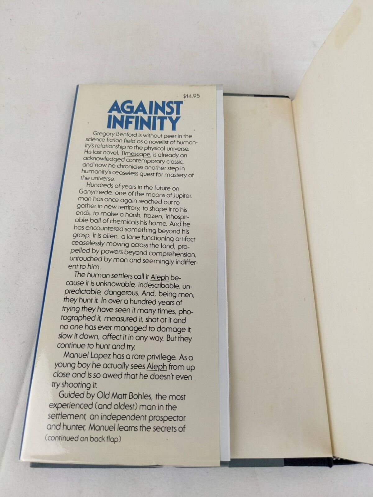 Against Infinity by Gregory Benford 1983 UK First Edition Hardcover