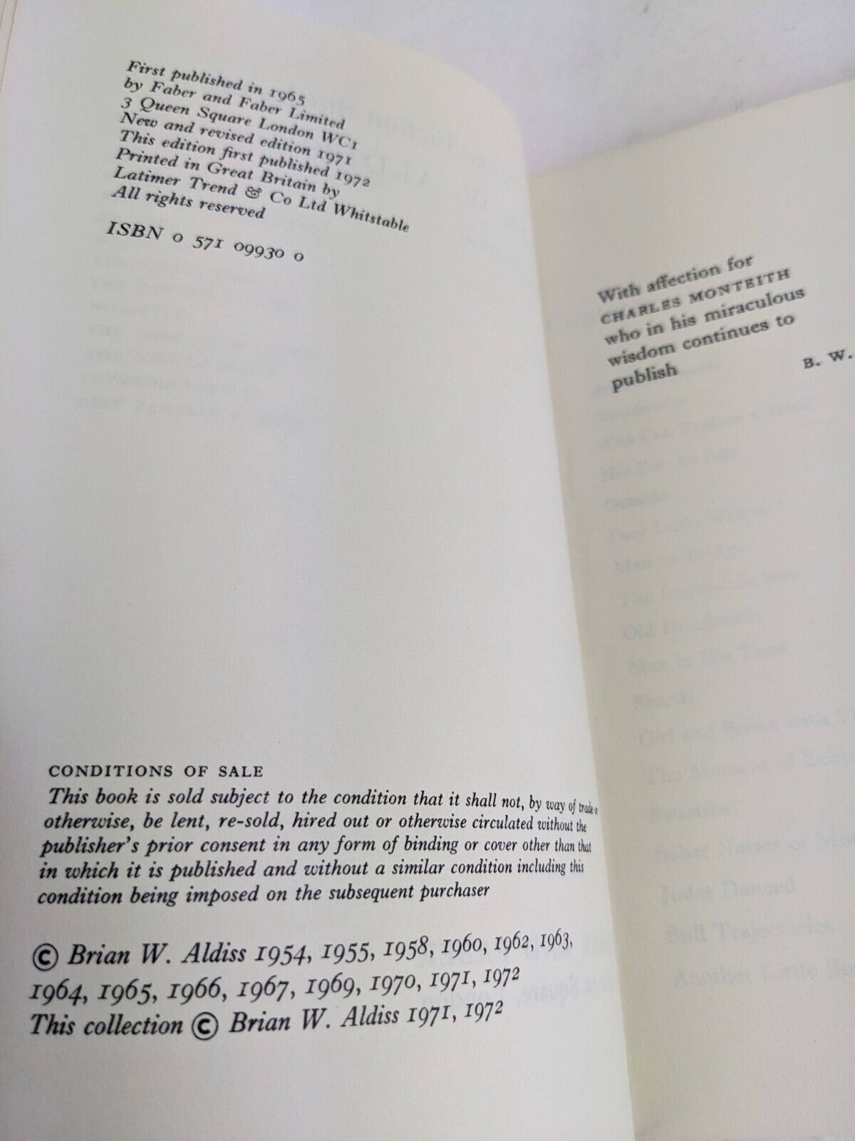 Best SF stories of Brian W. Aldiss 1972