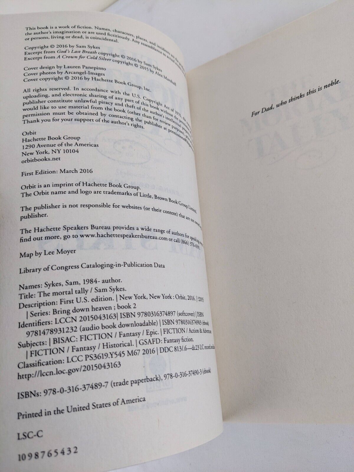 The mortal tally by Sam Sykes 2016 First Edition Bring down heaven