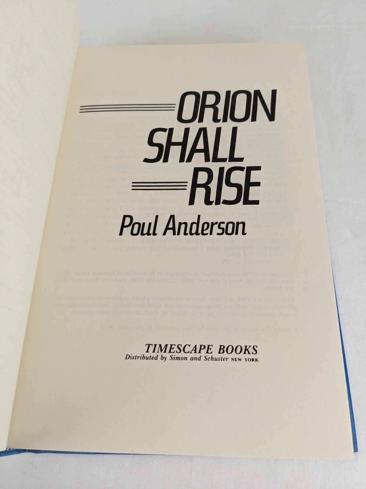 Orion shall rise by Poul Anderson 1983 Hardcover First Edition