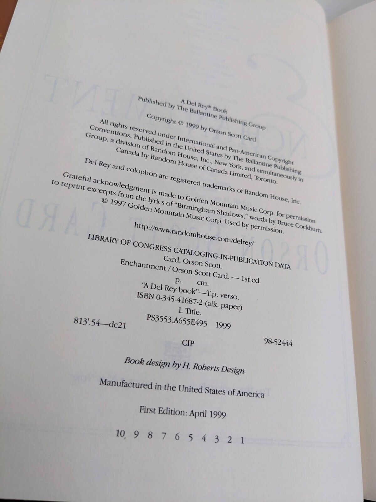 Enchantment by Orson Scott Card 1999 US First Edition Hardcover Fantasy