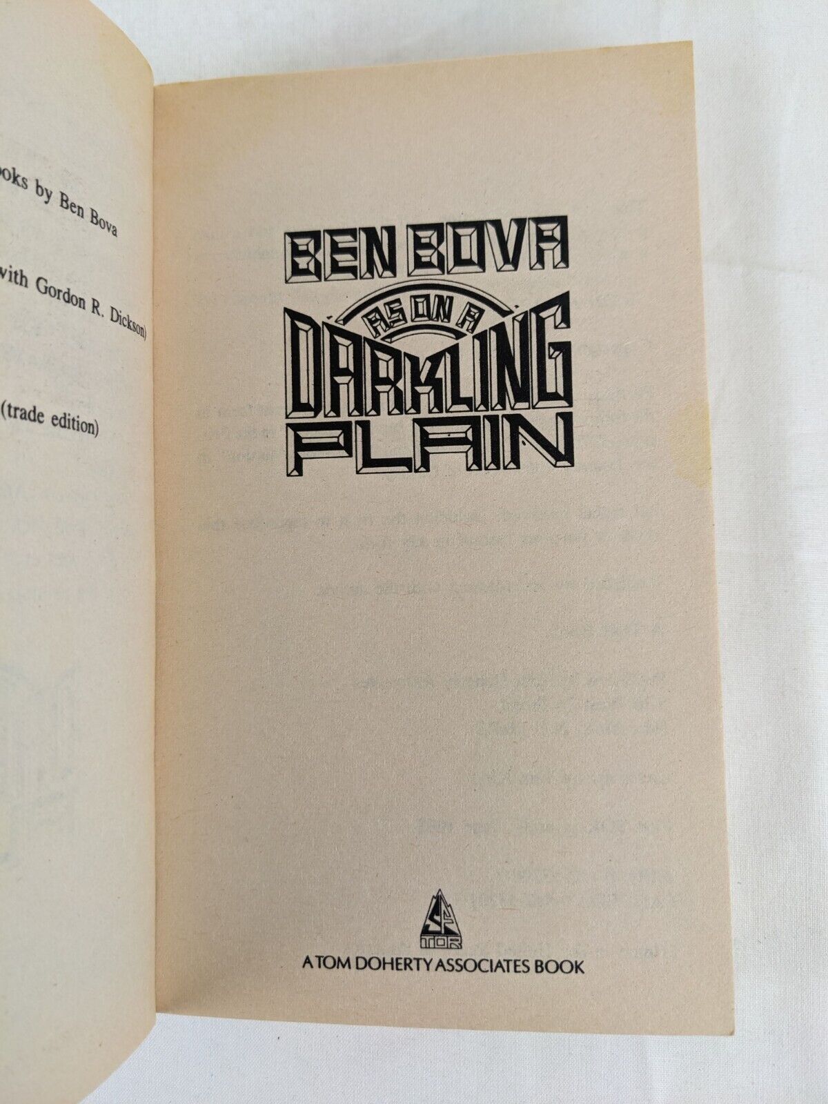 As on a darkling plain by Ben Bova 1985 TOR Books
