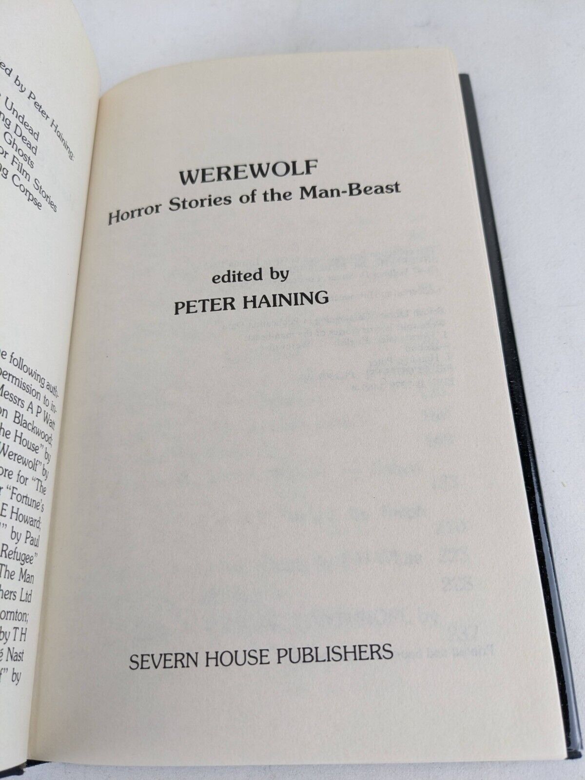 Werewolf horror stories of the man-beast edited by Peter Haining 1987 Hardcover