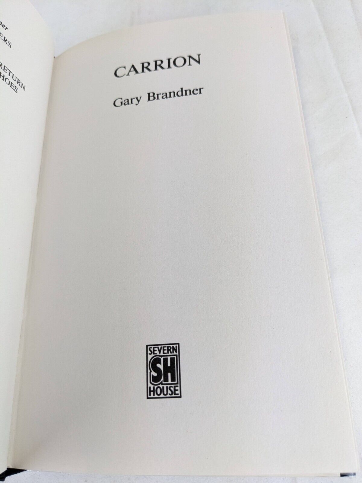 Carrion by Gary Brandner 1988 Hardcover UK First Edition Severn House