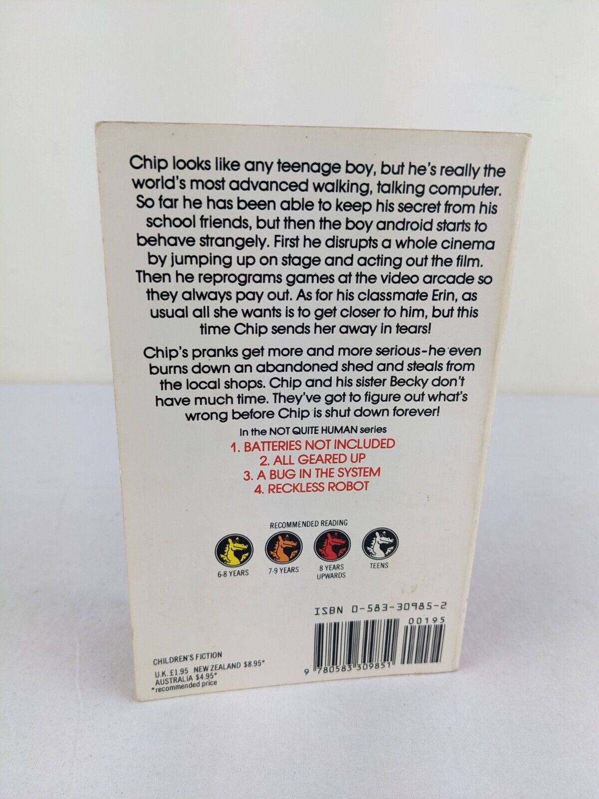 Not Quite human: Reckless robot by Seth McEvoy 1986 Grafton Books