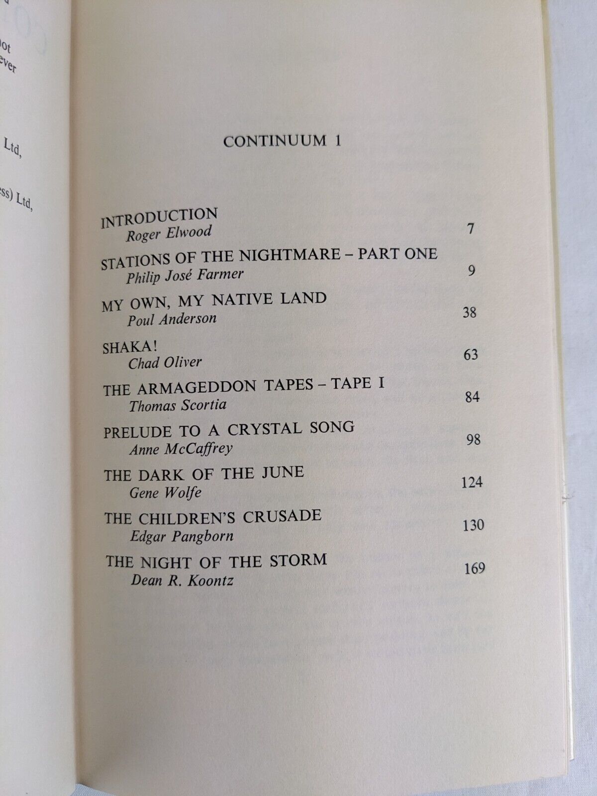 Continuum 1 - Roger Elwood hardcover 1975 Koontz McCaffrey Wolfe Farmer Anderson