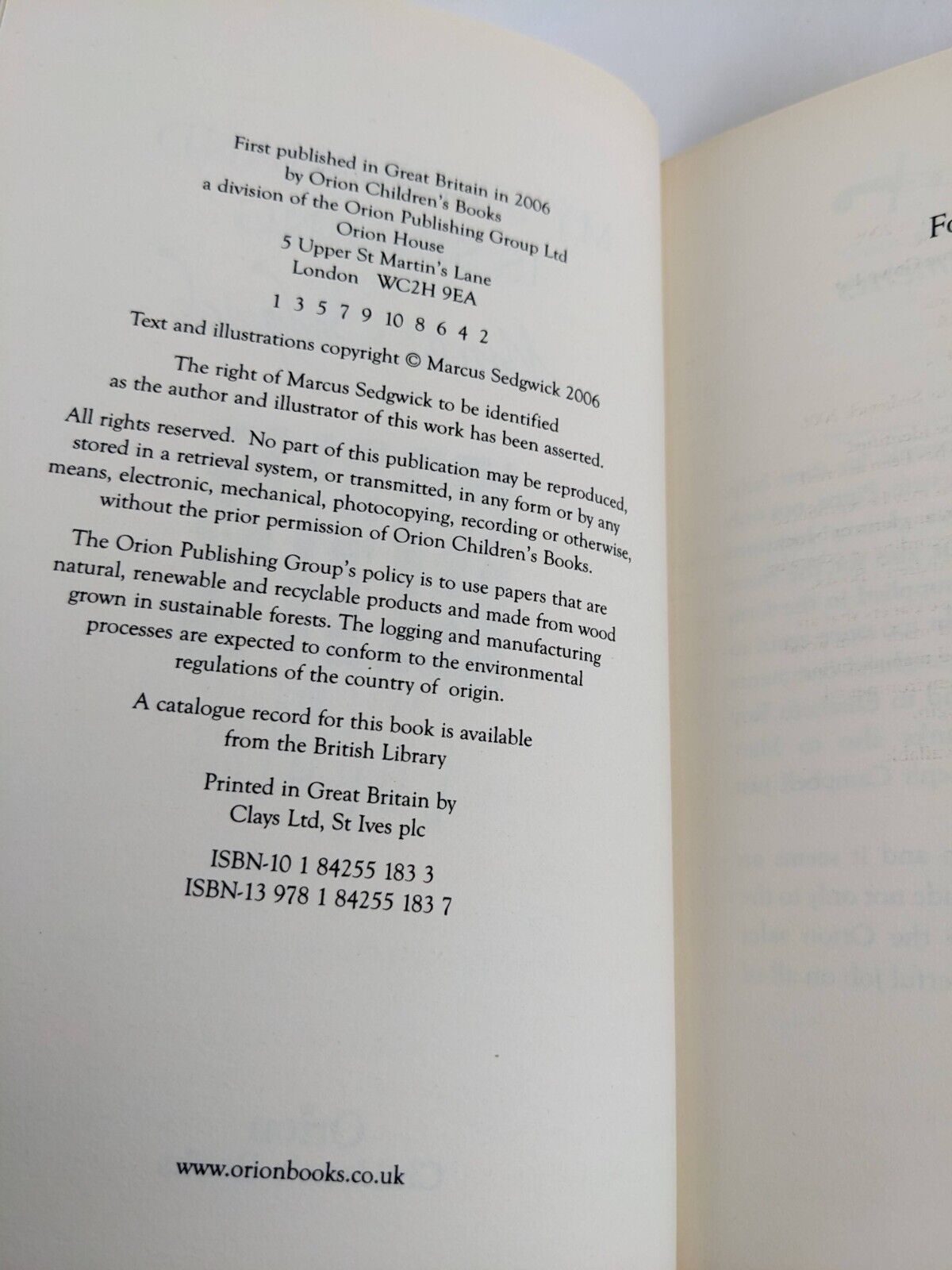 My swordhand is singing by Marcus Sedgwick 2006 Hardcover