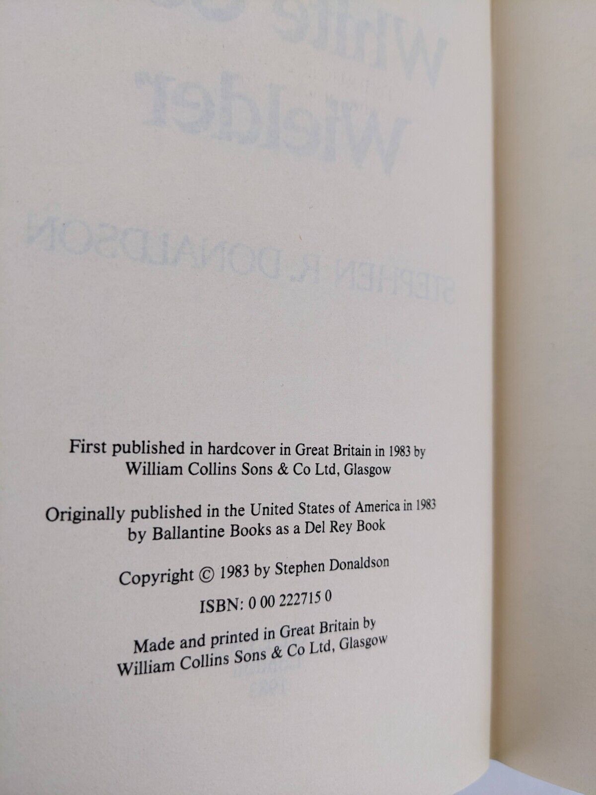 Second Thomas Covenant: White Gold Wielder by Stephen Donaldson 1983 hardcover