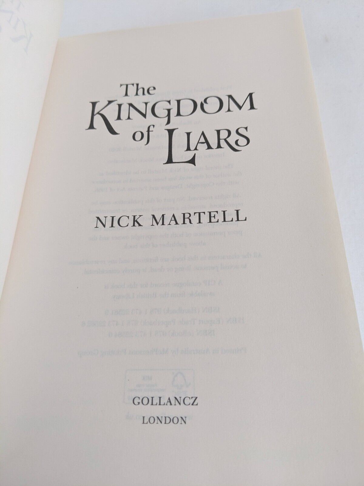 The kingdom of liars by Nick Martell 2020 Legacy of the Mercenary Kings