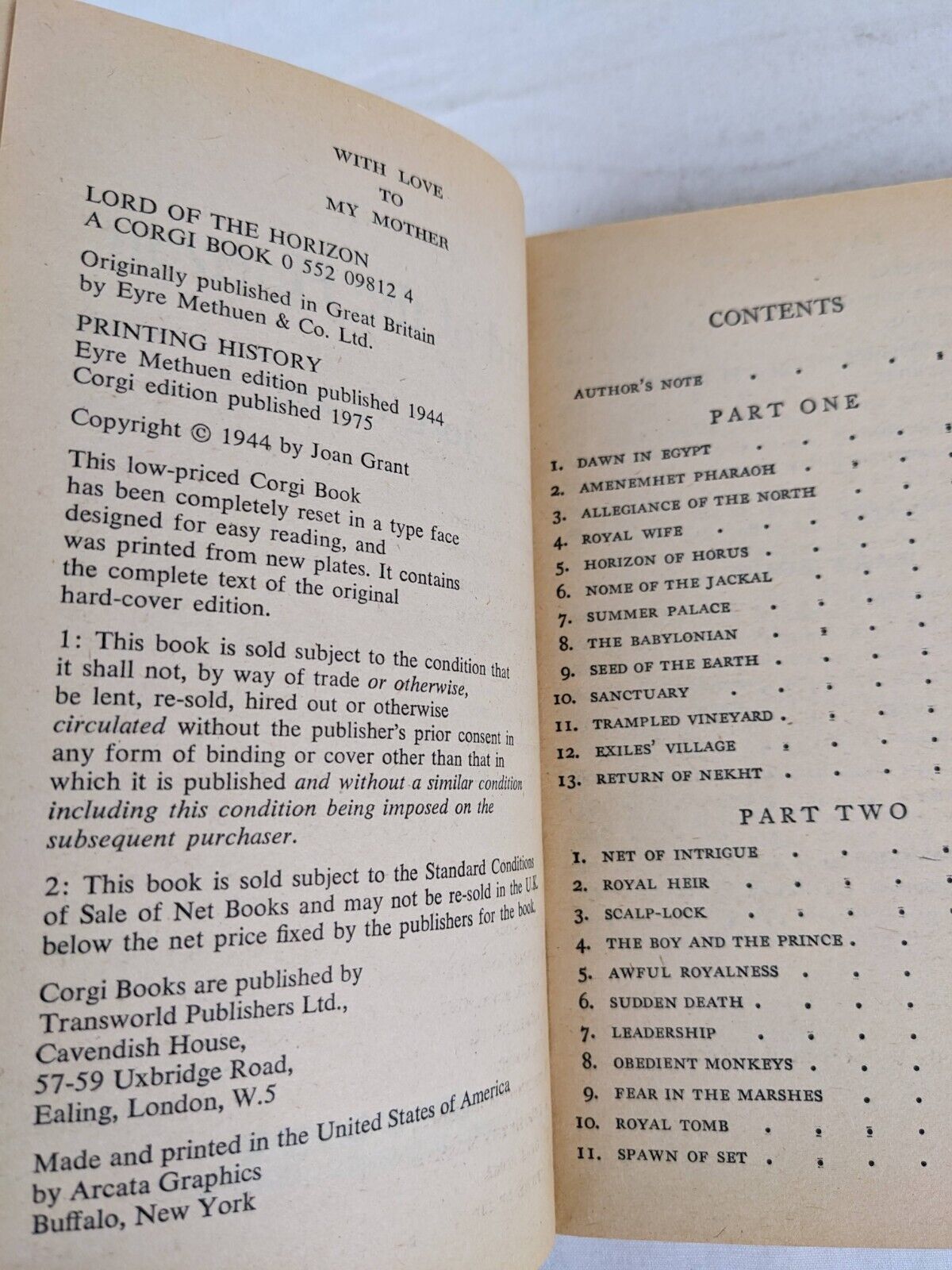 Lord of the horizon by Joan Grant 1975 corgi books