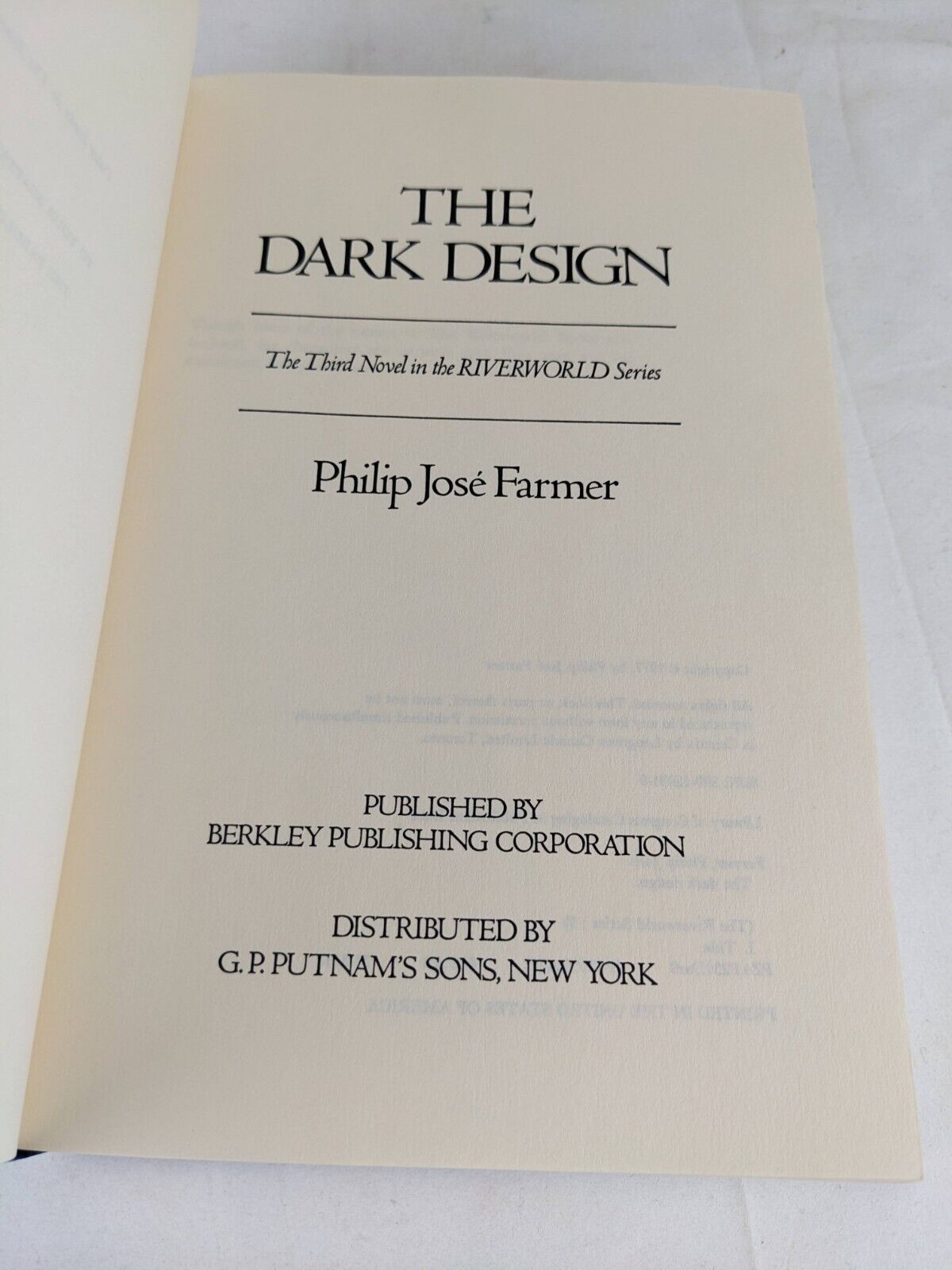 The dark design by Philip Jose Farmer 1977 First Edition Hardcover Riverworld 3