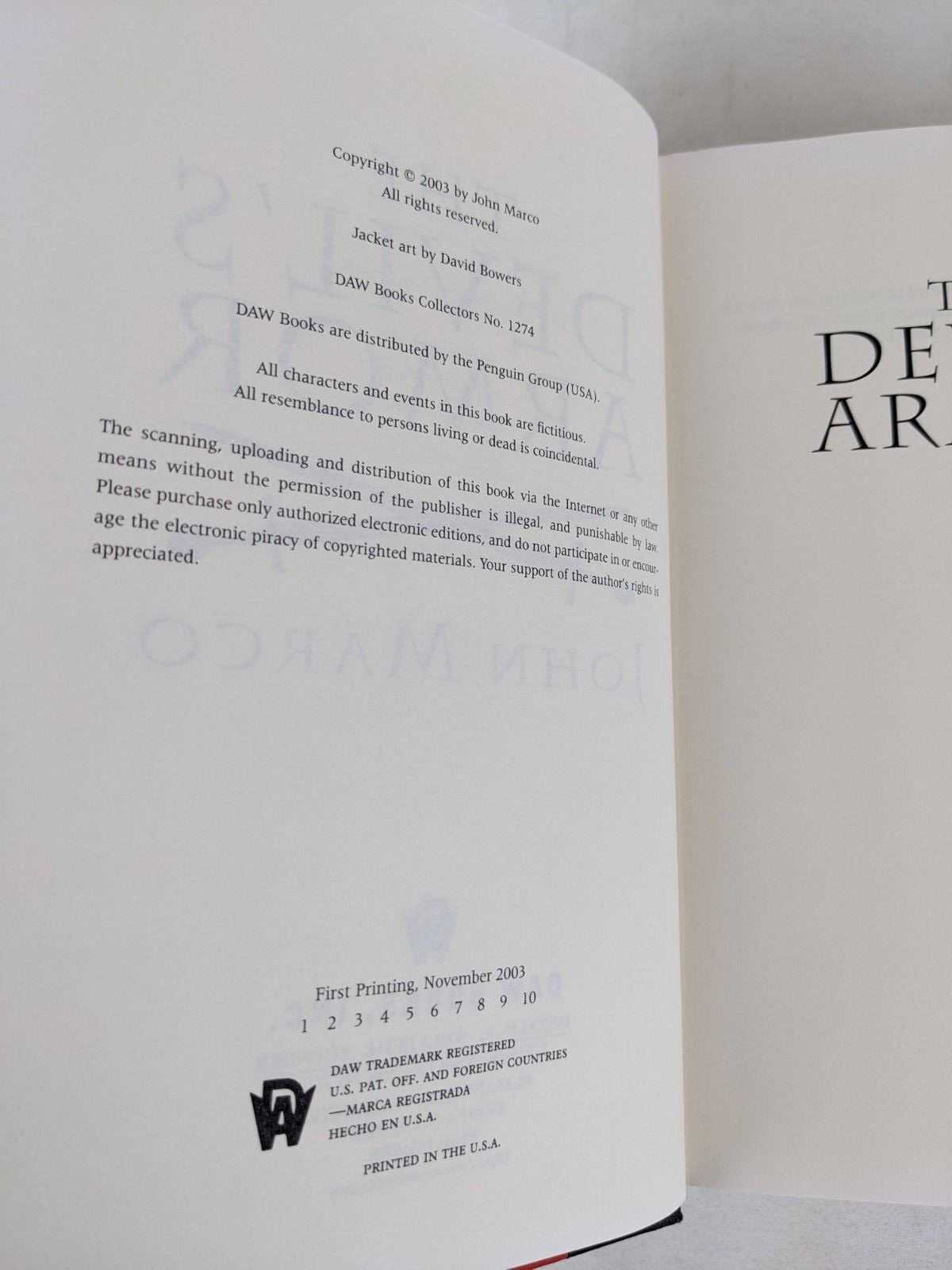 The devil's armor by John Marco 2003 first edition Daw hardcover