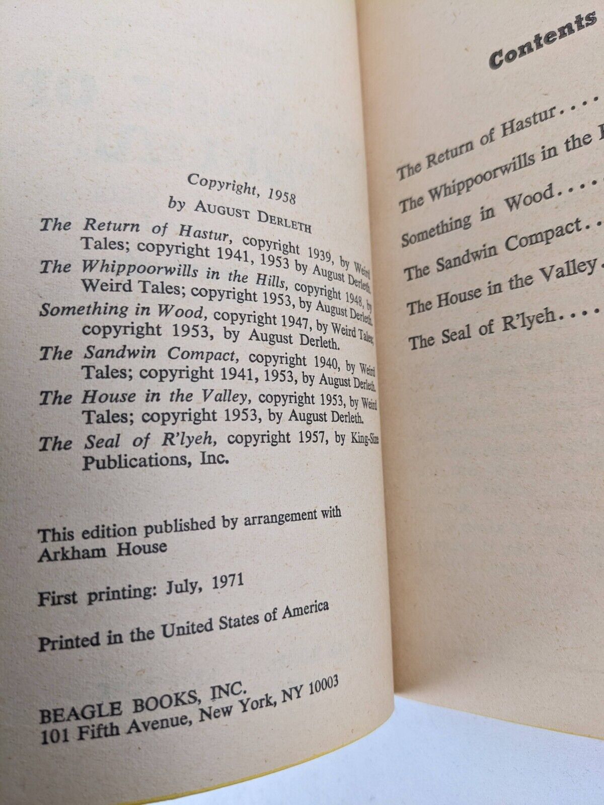 The mask of Cthulhu by August Derleth 1971 Beagle Books