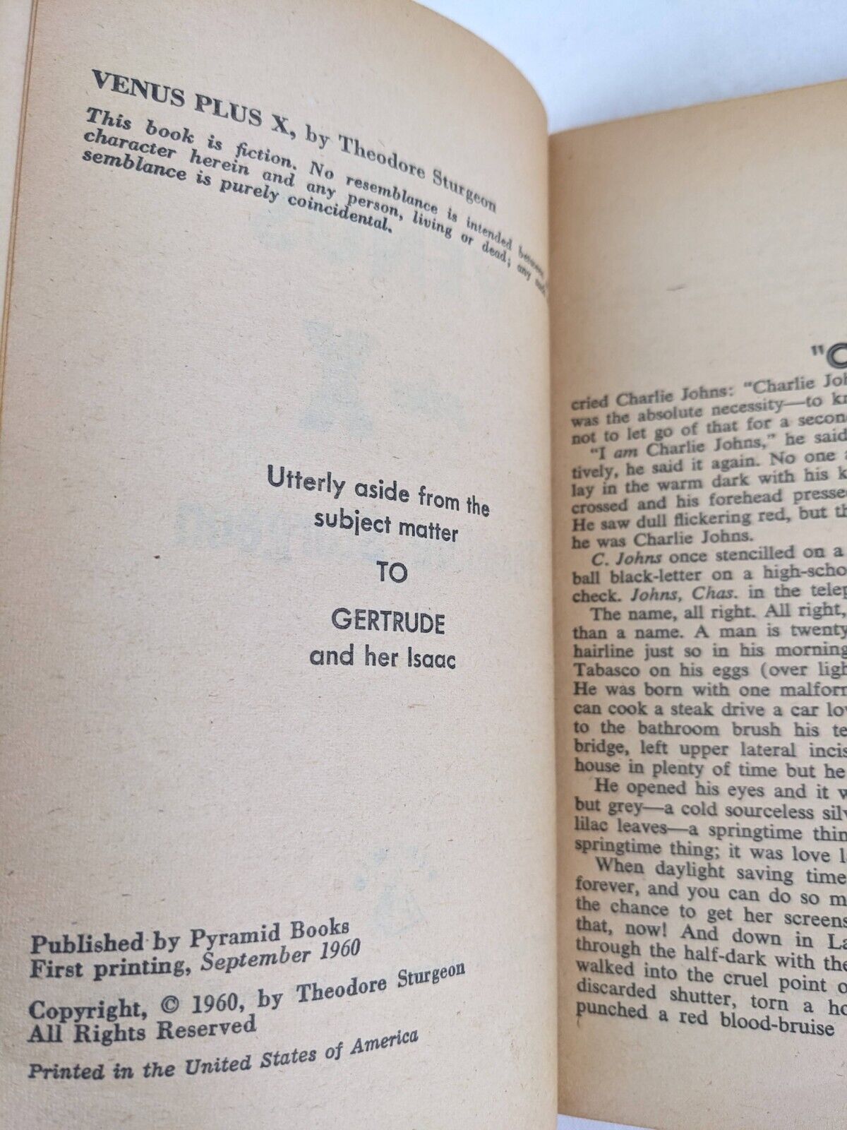 Venus plus x by Theodore Sturgeon 1960 - Pyramid Books