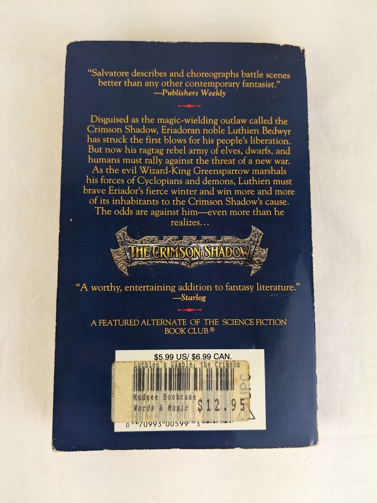Luthien's gamble by R.A. Salvatore 1996 The crimson shadow