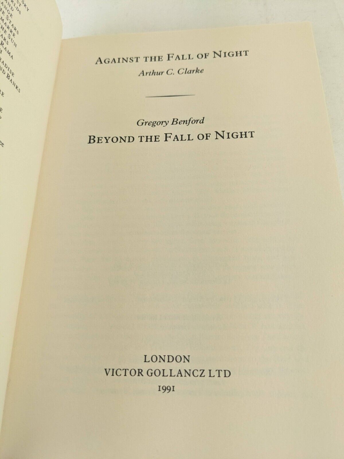 Against the Fall of Night by Gregory Benford & Arthur C. Clarke Hardcover 1991