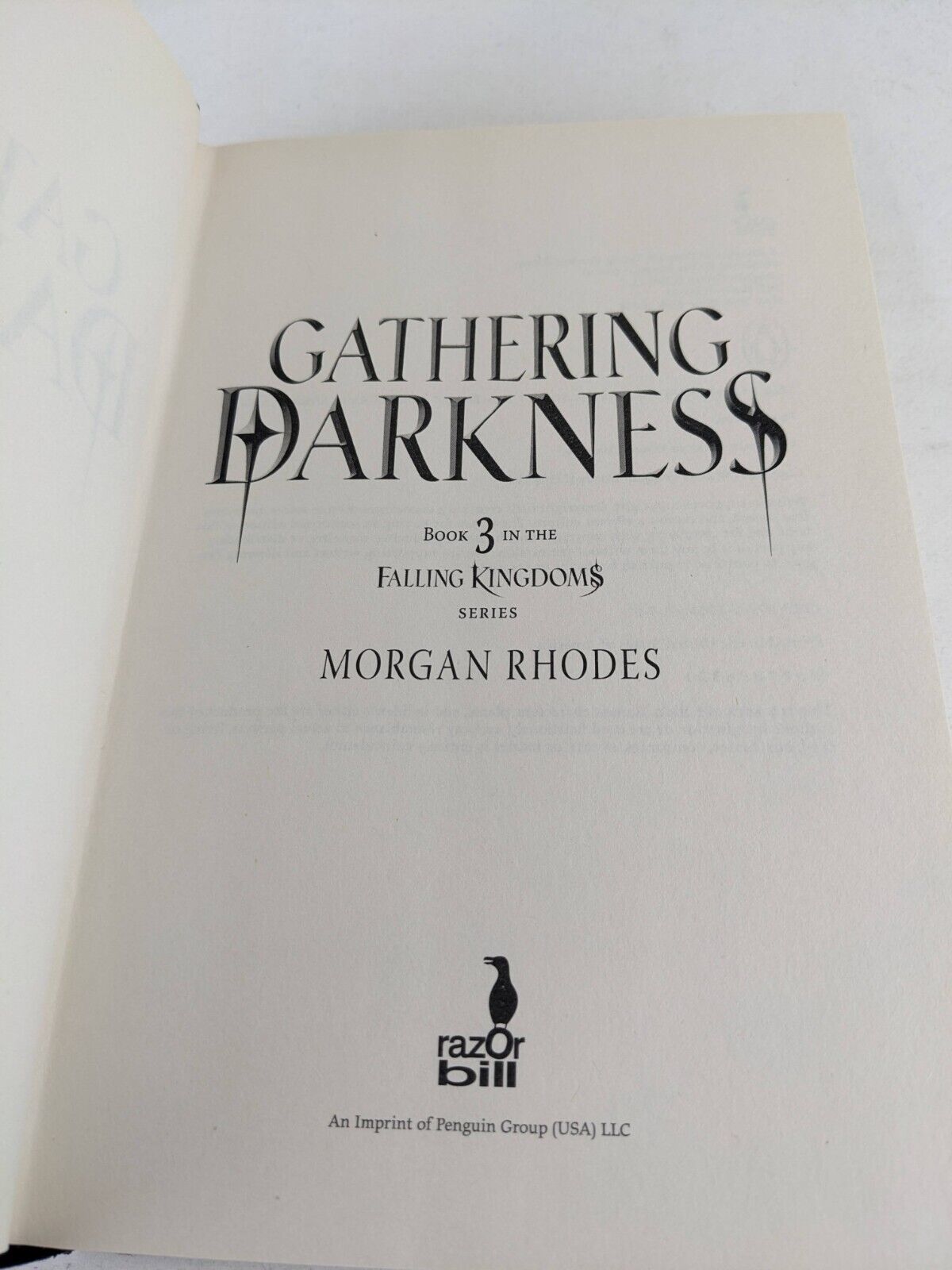 Gathering Darkness by Morgan Rhodes 2014 Hardcover Falling Kingdoms