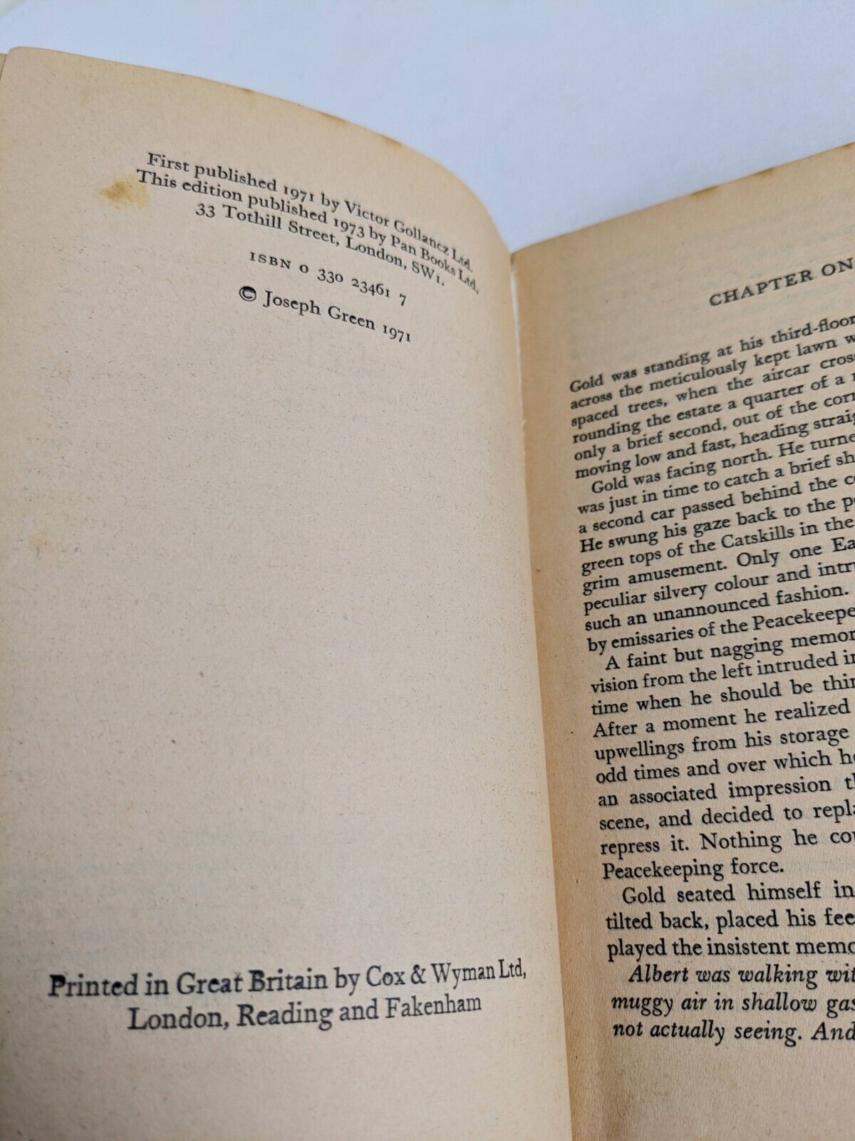 Gold the man by Joseph Green 1973 Pan Science Fiction