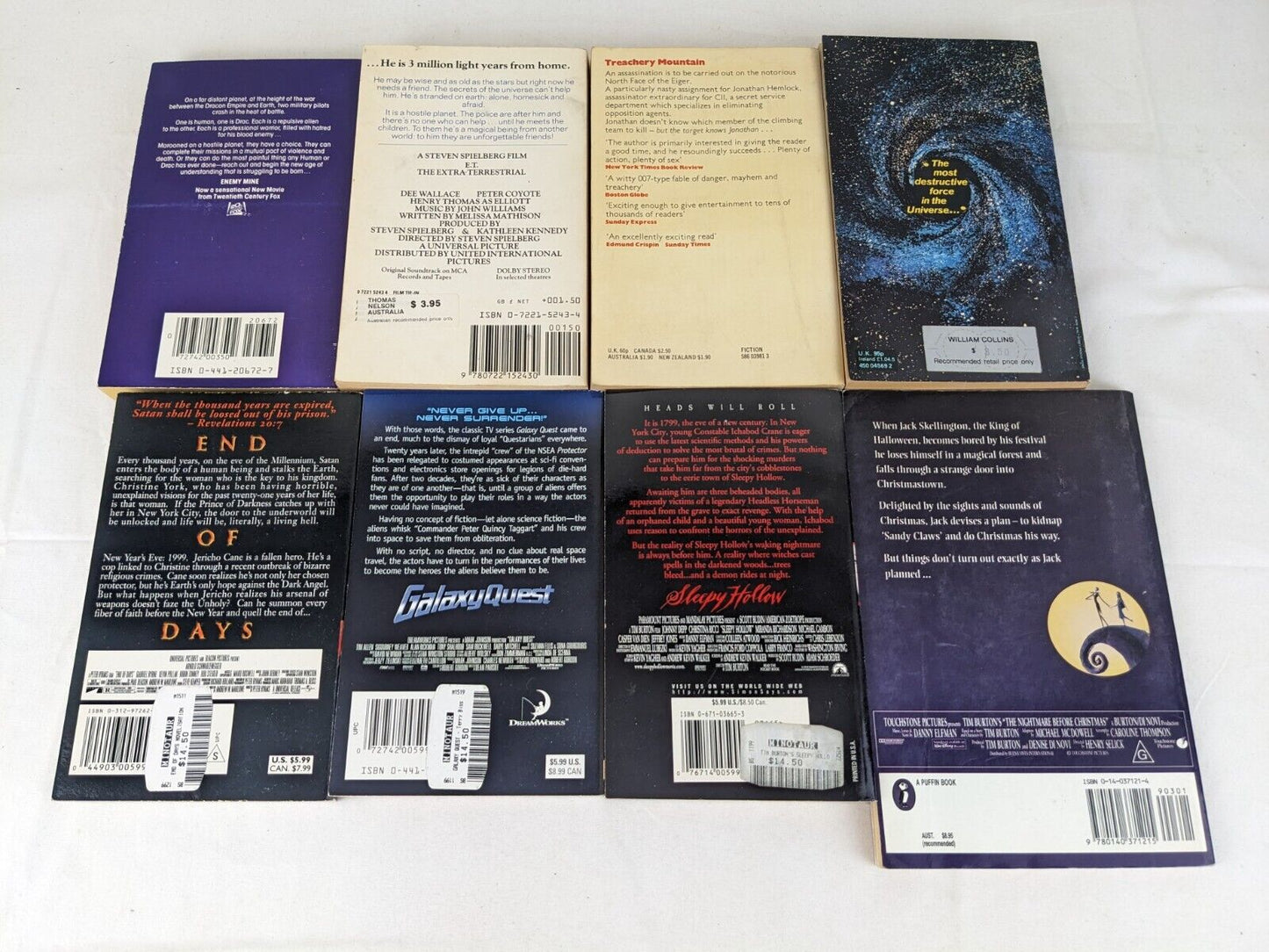 Movie tie-up novelization x 8 - Enemy mine, E.T., Eiger Sanction, Black hole etc