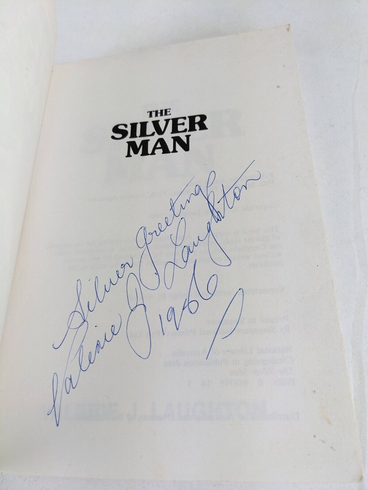 The silver man by Valerie J. Laughton 1984 Signed by Author