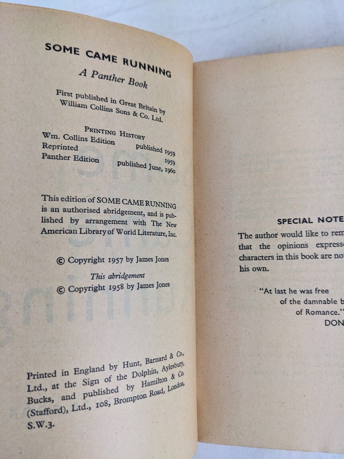 Some came running by James Jones 1960 Panther books