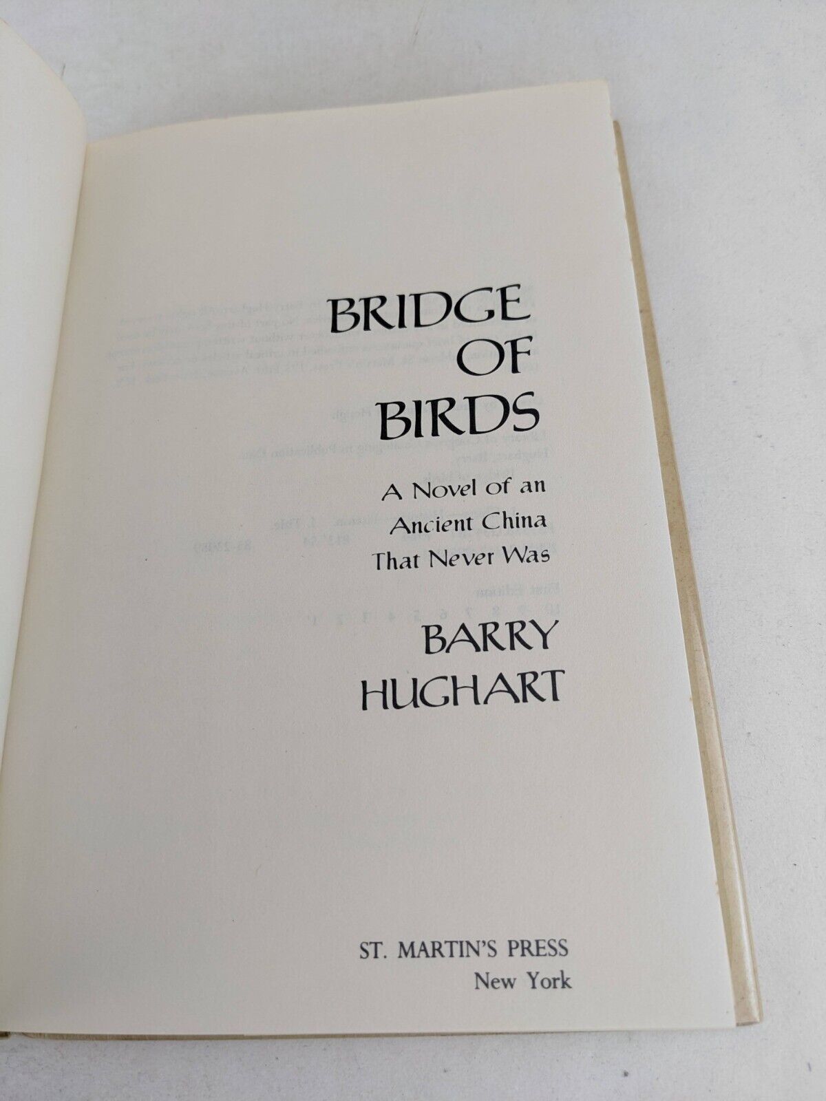 Bridge of birds by Barry Hughart 1984 Hardcover First Edition/ Print St. Martins