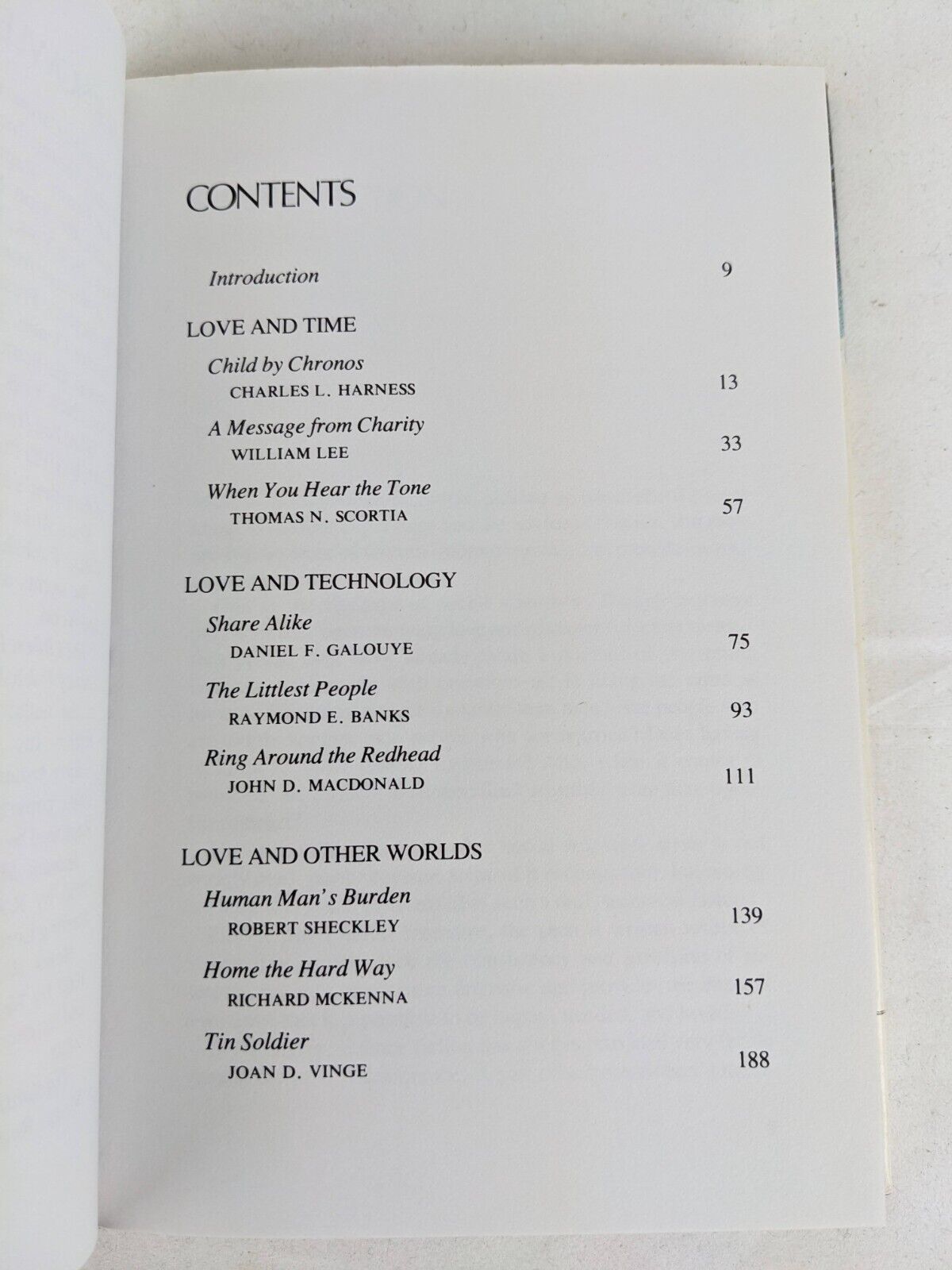 Love 3000: Nine stories of science fiction edited by Charles Waugh 1980 first ed