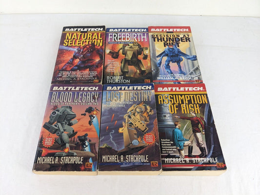 Battletech books x 6 by Michael A. Stackpole - Natural selection, freebirth etc.