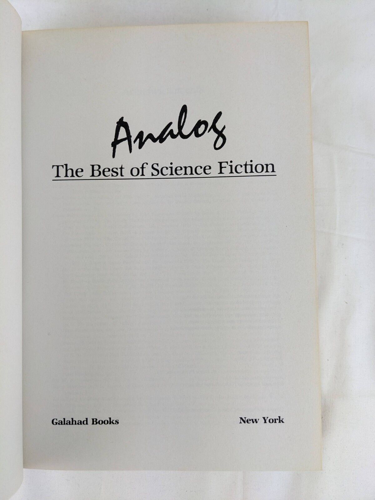 Analog: The Best of Science Fiction Anthology Hardcover 1994