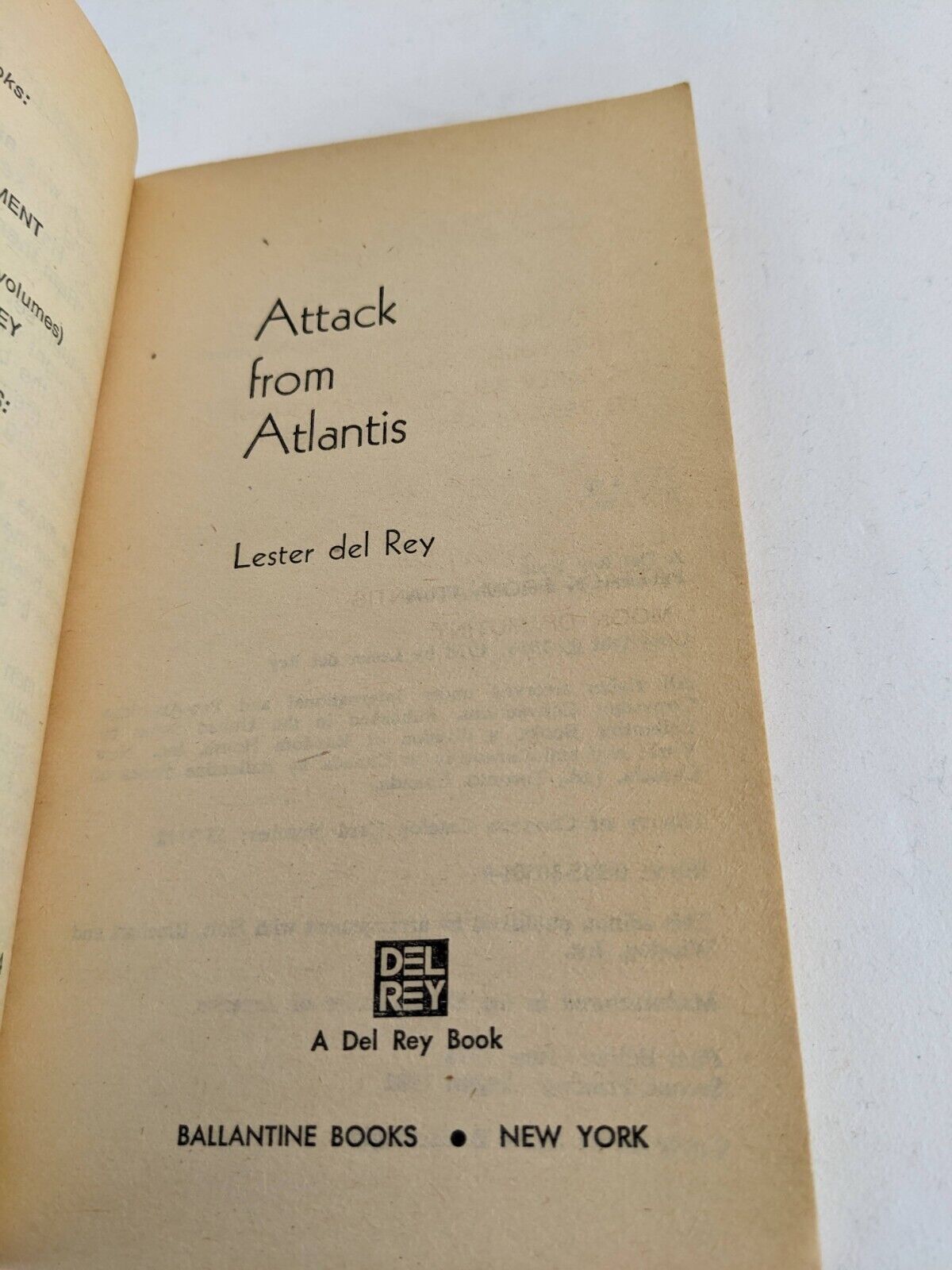 Attack From Atlantis, by Lester Del Rey