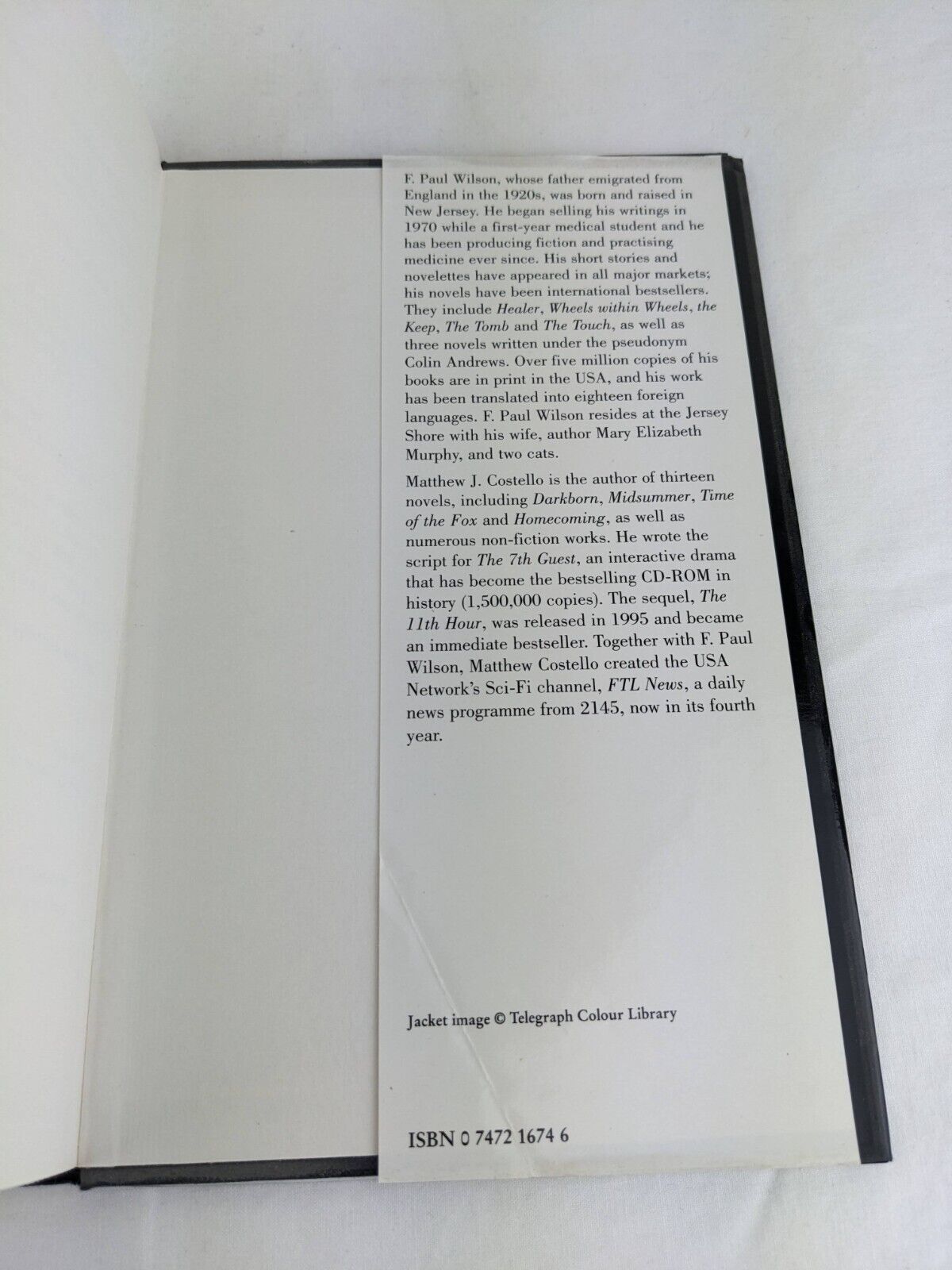Mirage by F. Paul Wilson & Matthew J. Costello 1996 Hardcover Sci-fi Thriller