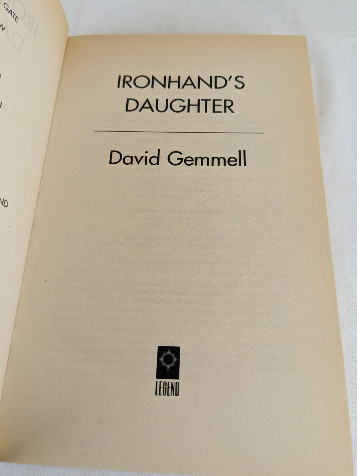 Ironhand's daughter by David Gemmell 1995 Hardcover UK First Edition Hawk Queen