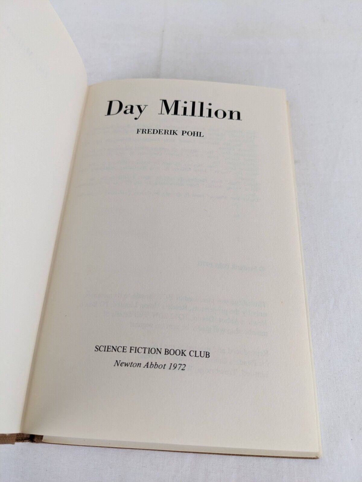 Day Million by Frederik Pohl 1972 Hardcover Book Club edition