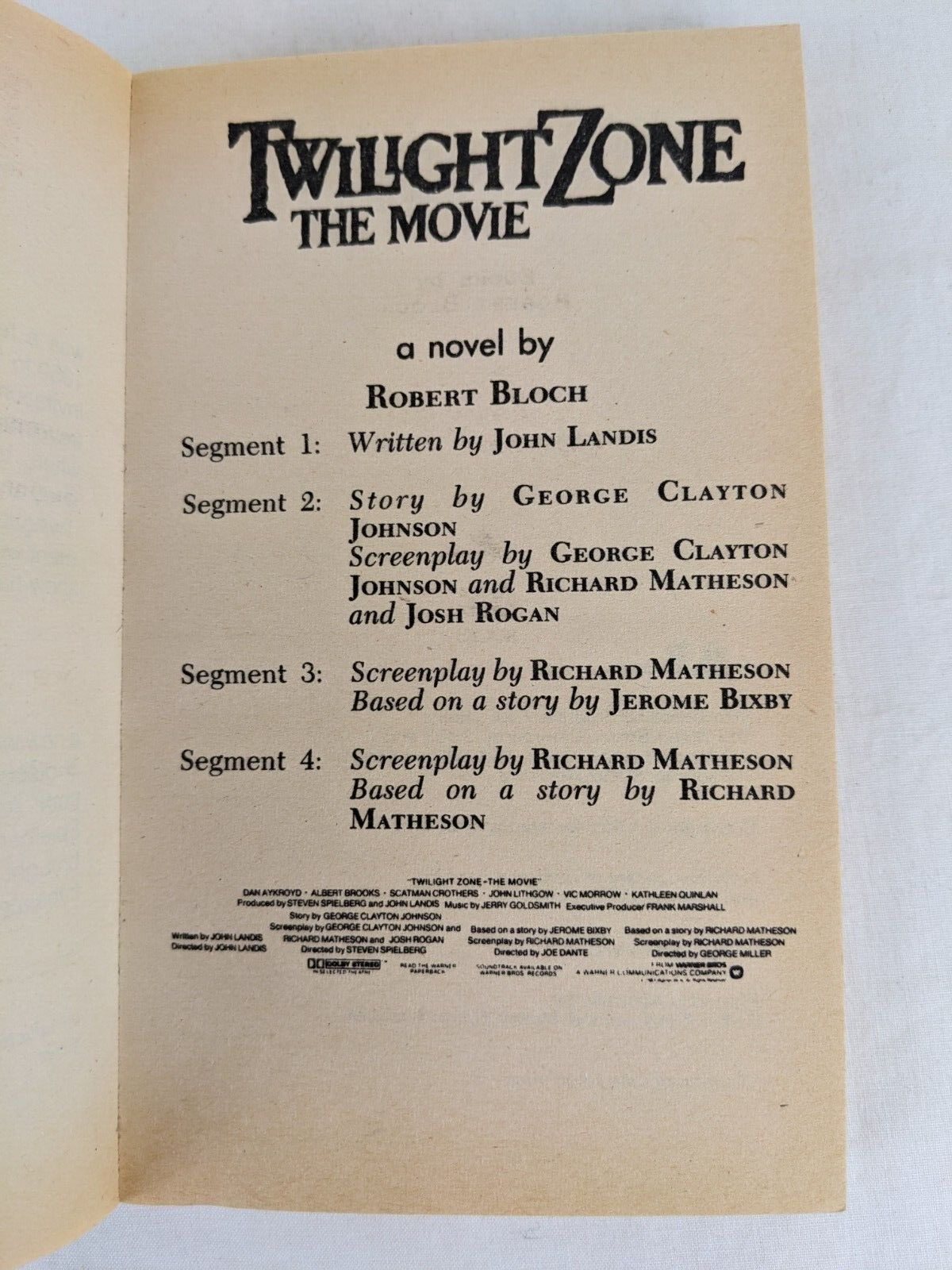 Twilight zone: The movie novelization by Robert Bloch 1983