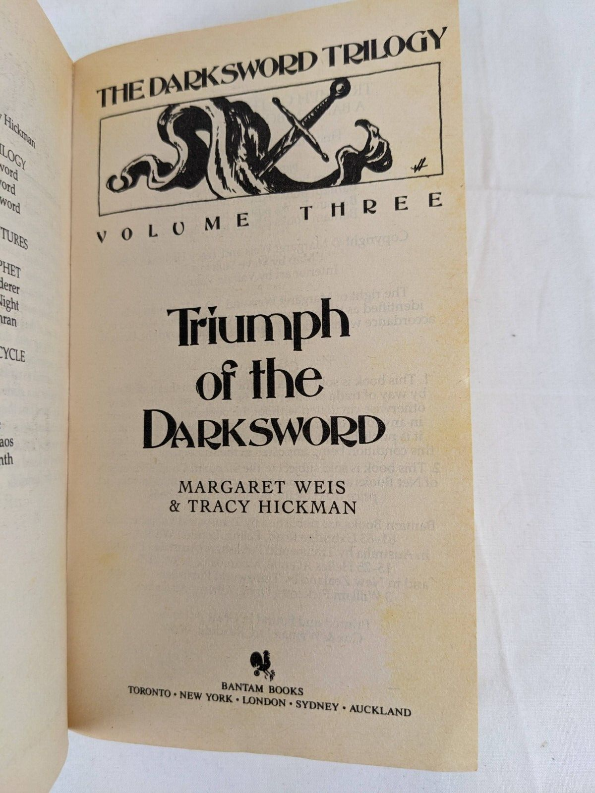 The darksword trilogy by Margaret Weis & Tracy Hickman 1994 - Alternate cover