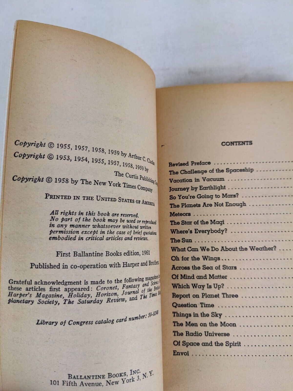 The challenge of the spaceship by Arthur C. Clarke 1961 Ballantine books