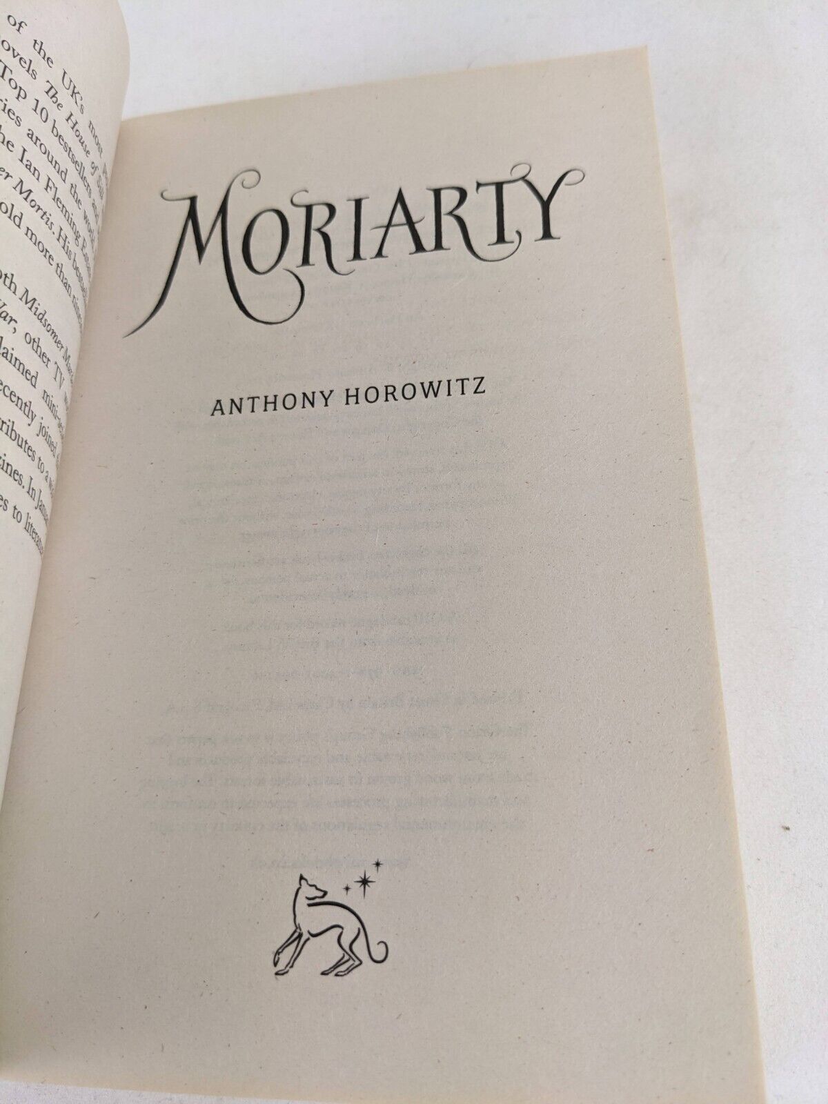 Moriarty by Anthony Horowitz 2014 Horowitz's Holmes