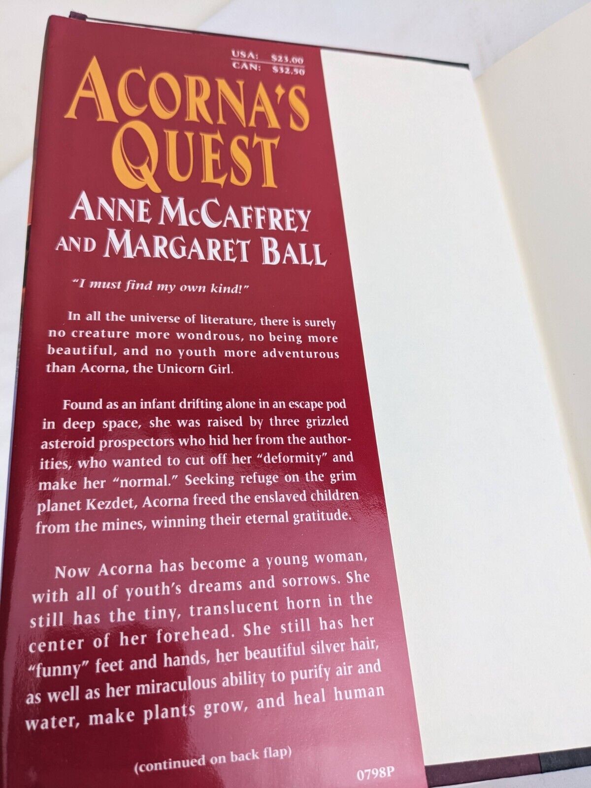 Acorna's Quest by Anne McCaffrey & Margaret Ball 1998 First Edition Hardcover