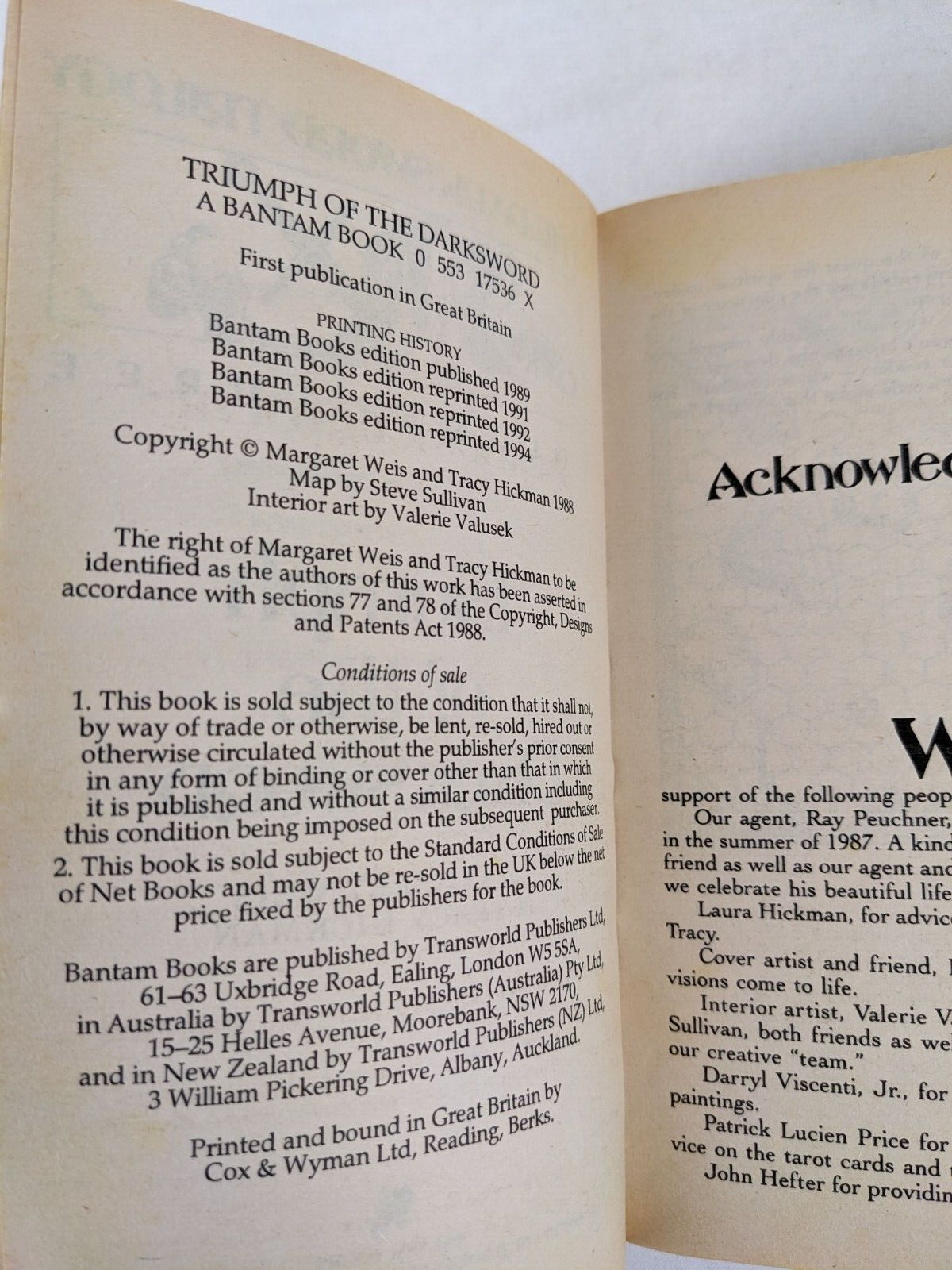 The darksword trilogy by Margaret Weis & Tracy Hickman 1994 - Alternate cover