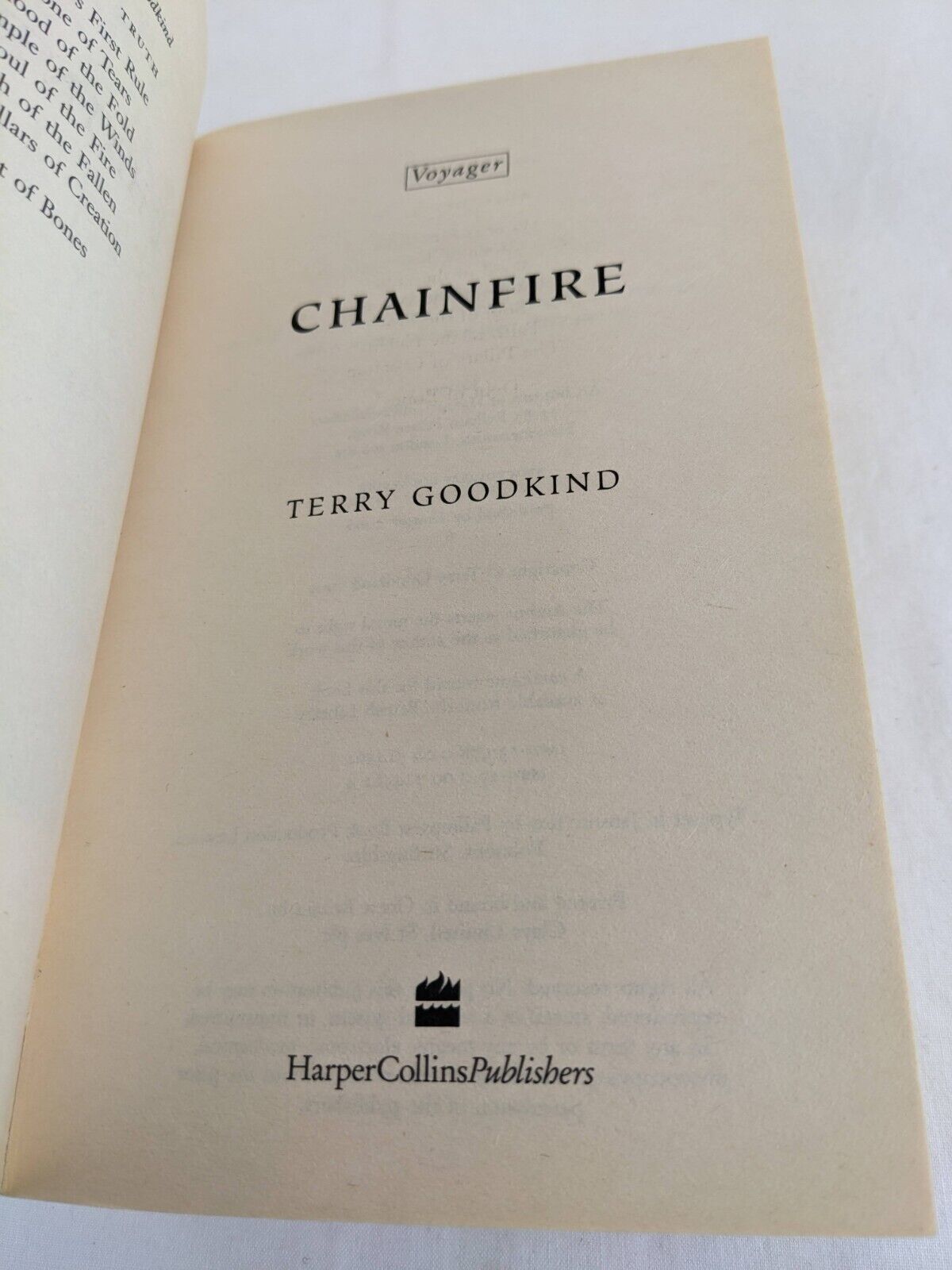 Chainfire by Terry Goodkind 2006 Sword of truth