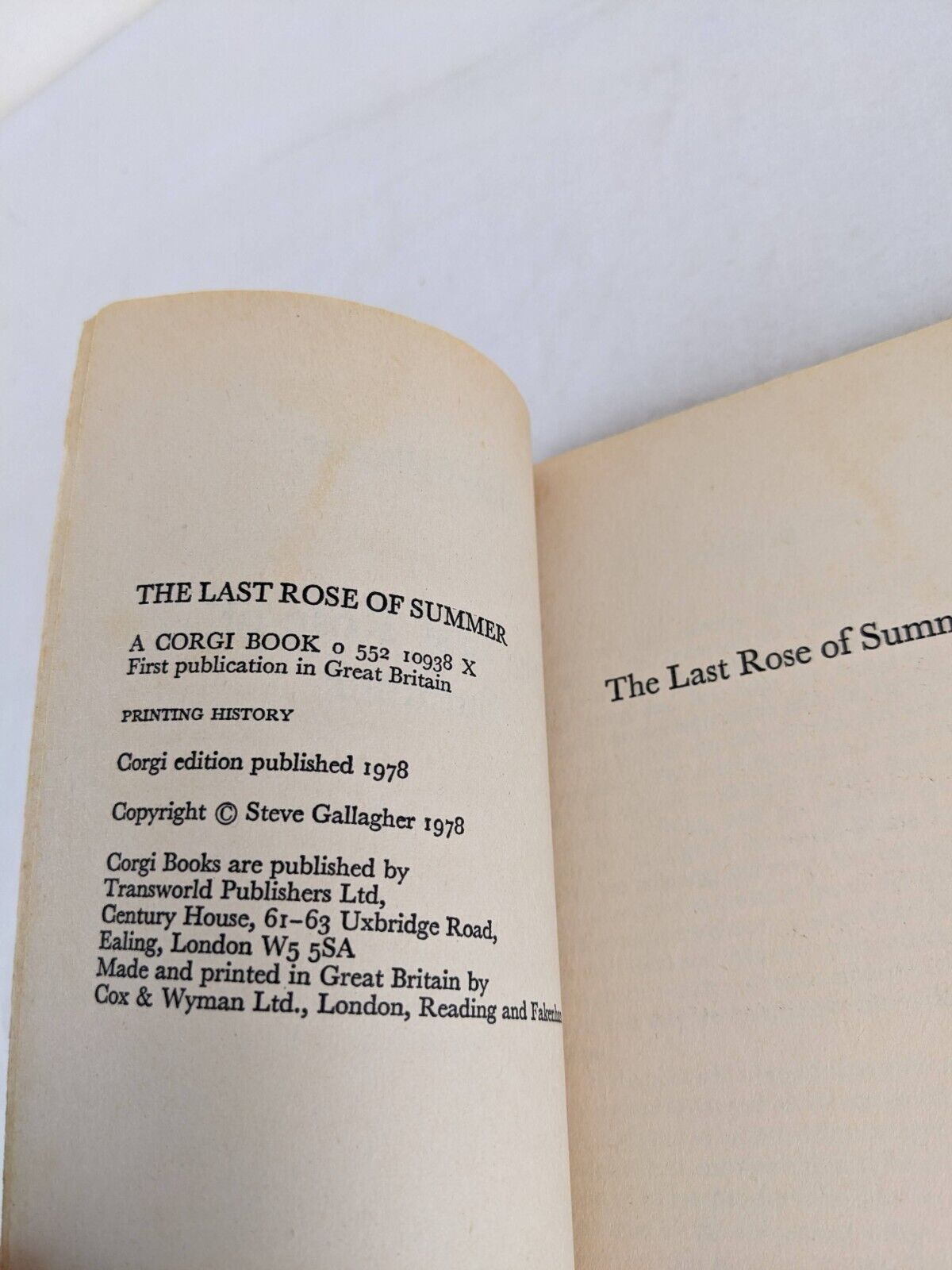 The last rose of summer by Steve Gallagher 1978